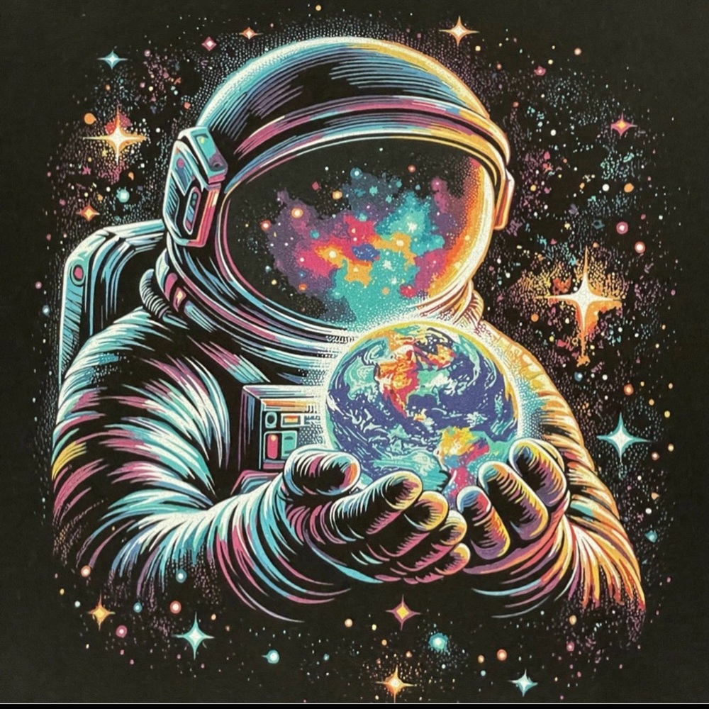 Women's Astronaut Galaxy Space Graphic Tee Women’s Large - Picture 3 of 8